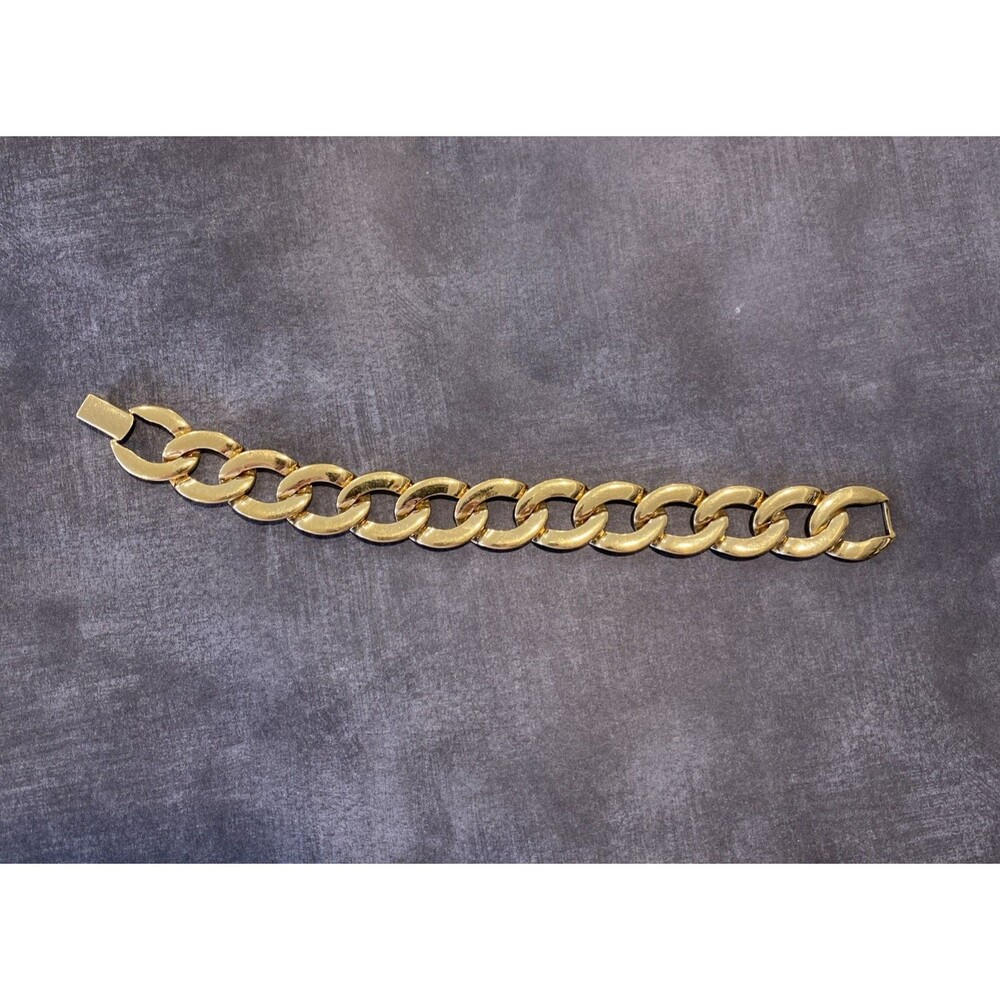 Vintage Napier Gold Tone Wide Link Statement Costume Bracelet Large Link